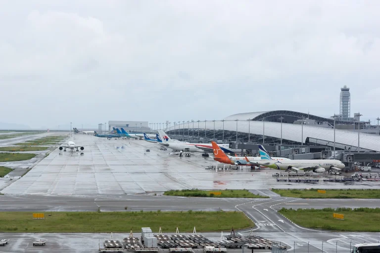 Kansai International Airport Terminal 1 apron with aircraft at the gates